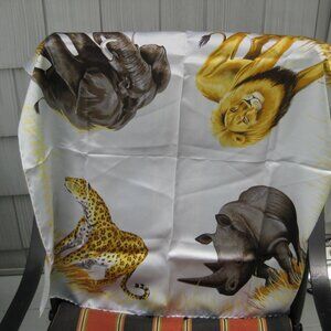 Vintage African Safari Animals Lion Elephant Rhino Cheetah Scarf